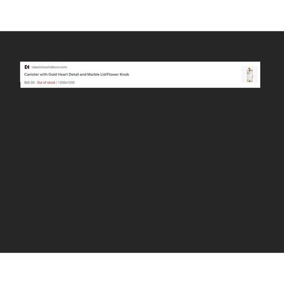 Canister with Gold Heart Detail and Real Marble Lid/Flower Knob 8 & 3/4" Tall - Picture 10 of 10